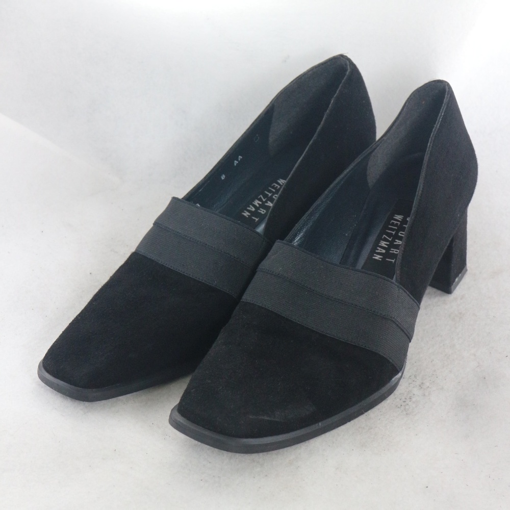 STUART WEITZMAN Black Suede Pumps Heels Sz 8 US Wmn Narrow - Picture 2 of 8